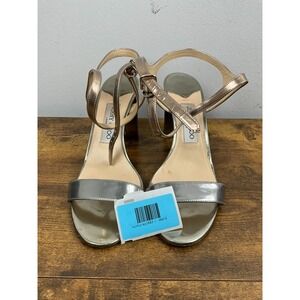 Jimmy Choo Metallic Block‎ Heel Sandals Women's Size 39.5 US 9.5 Luxury Designer